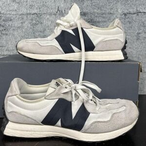 New Balance 327 Shoes Mens Size 6.5 White Gray Navy Suede Low Casual Sneakers